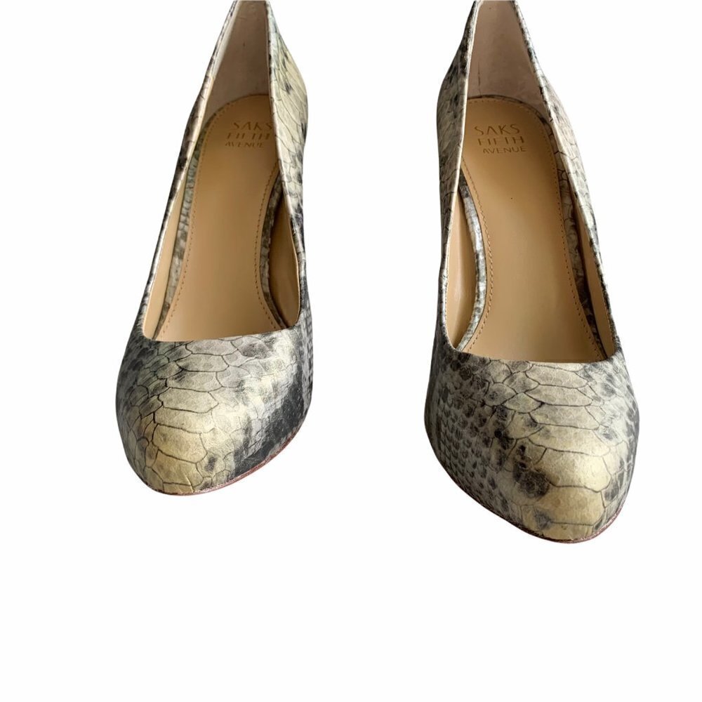 Saks Fifth Avenue SELINA Snakeskin Reptile Pumps 9 - Picture 2 of 16